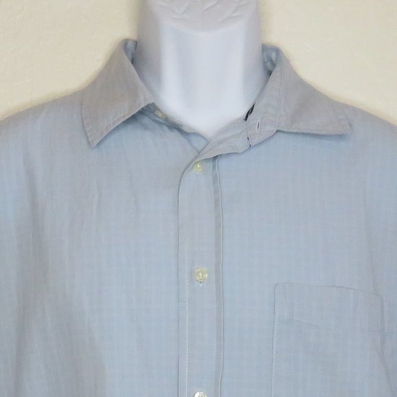 Old Navy* Men's Short Sleeve Button Down Curved Hem Checkered Shirt~ Size Large - Picture 10 of 11